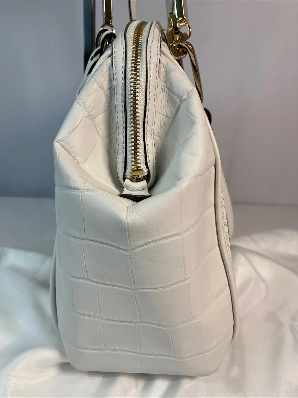 Coach A1420-30103 Madison Mixed Exotic Embossed Leather Satchel Authenticated